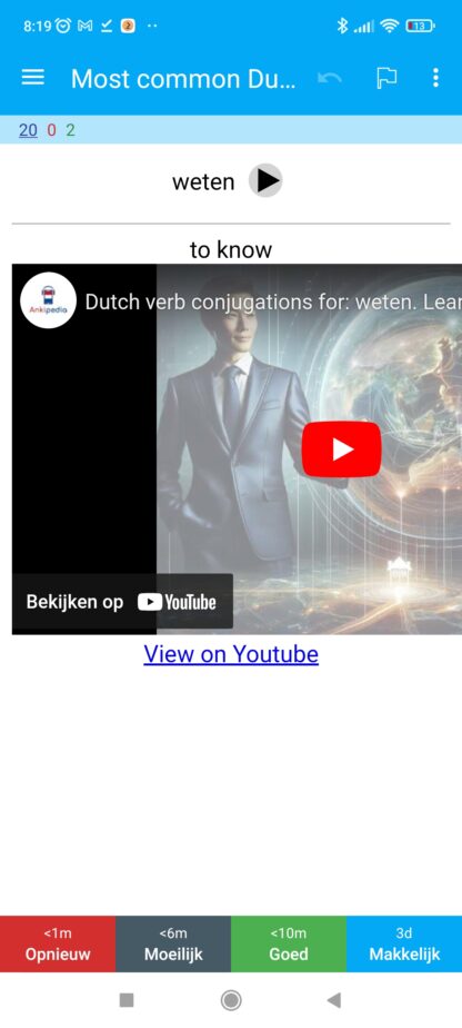 Dutch verb deck for anki 200 verbs with conjugations - Image 4